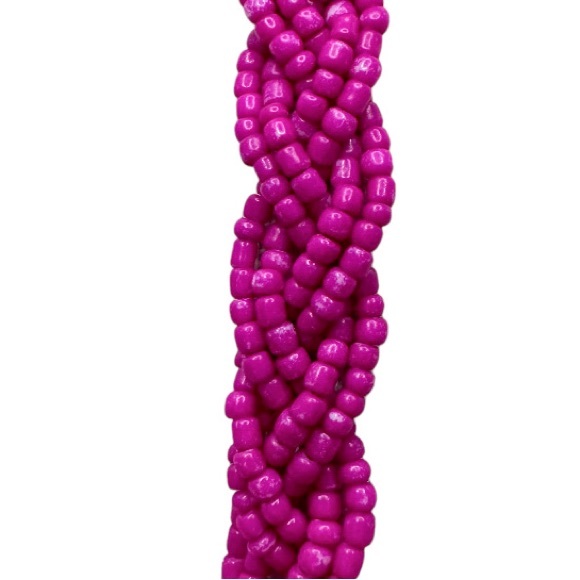 Hot Pink Fuchsia Seed Bead Long Necklace - Picture 4 of 5